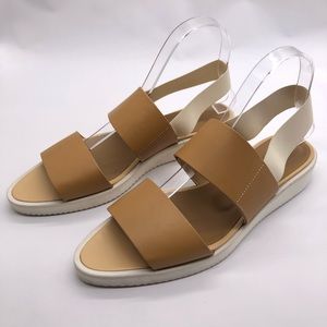 EVERLANE Street Sandals Leather Tan White Strap Made Italy Almond Toe